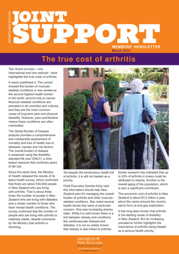 MEMBERS’ NEWSLETTER March 2013 The True Cost Of Arthritis