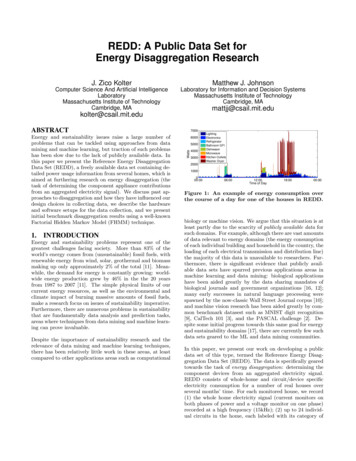 REDD: A Public Data Set For Energy Disaggregation Research