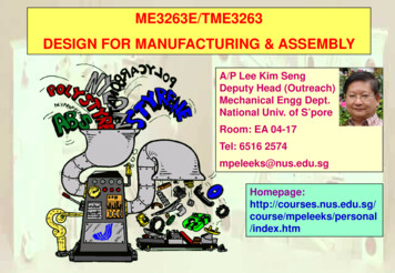 ME3263E/TME3263 DESIGN FOR MANUFACTURING & 