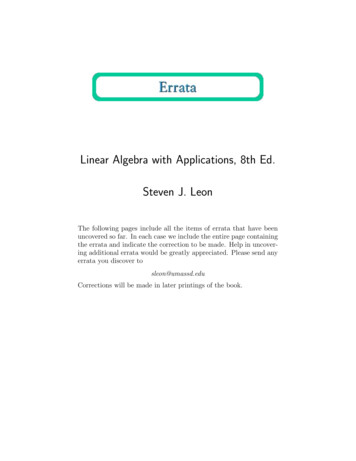 Linear Algebra With Applications, 8th Ed. Steven J. Leon
