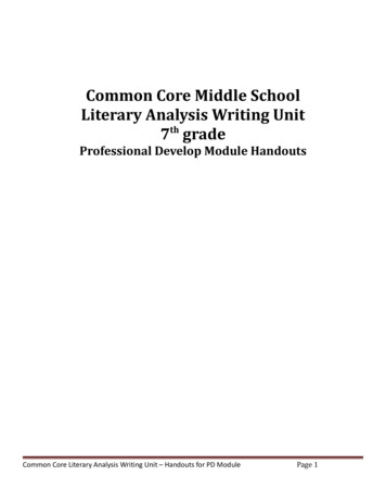 Common Core Middle School Literary Analysis Writing Unit .