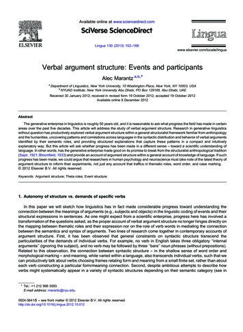 Verbal Argument Structure: Events And Participants