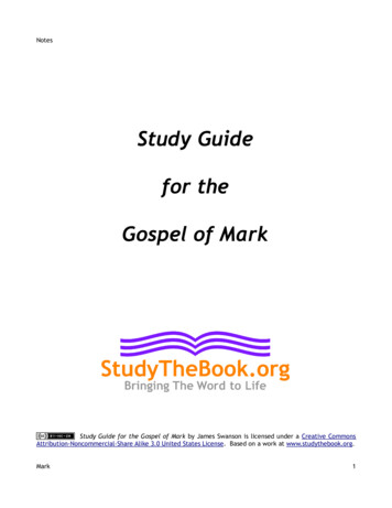 Study Guide For The Gospel Of Mark