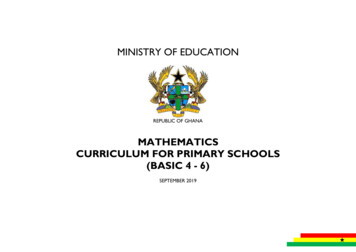 MATHEMATICS CURRICULUM FOR PRIMARY SCHOOLS 