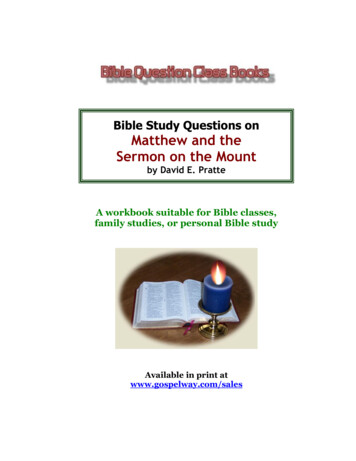 Bible Study Questions On Matthew And The Sermon On The 