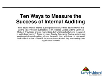Ten Ways To Measure The Success Of Internal Auditing