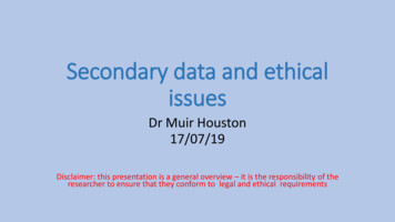 Secondary Data And Ethical Issues