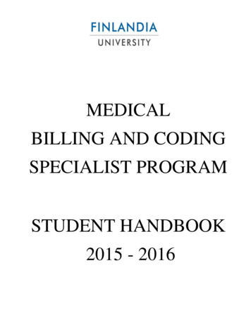 Medical Billing And Coding Specialist Program Student Handbook 2015 - 2016