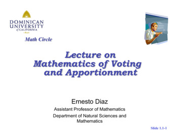 Lecture On Mathematics Of Voting And Apportionment