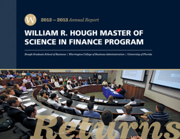 WILLIAM R. HOUGH MASTER OF SCIENCE IN FINANCE 