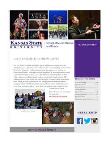 LATIN ENSEMBLE TO THE BIG APPLE - Kansas State University