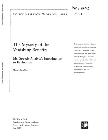 The Mystery Of The Vanishing Benefits - World Bank