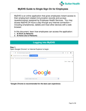 MyEHS Guide To Single Sign On For Employees - Sutter MD