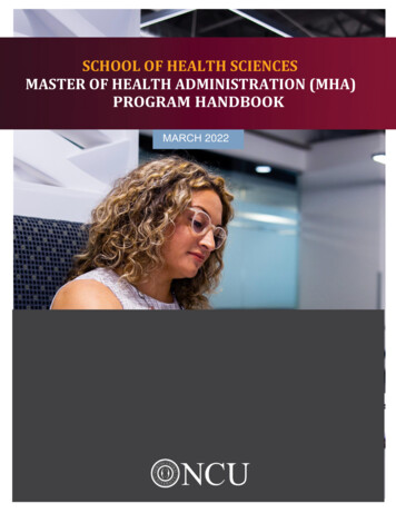 School Of Health Sciences Master Of Health Administration (Mha) Program .