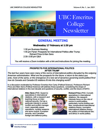 Newsletter - UBC Emeritus College