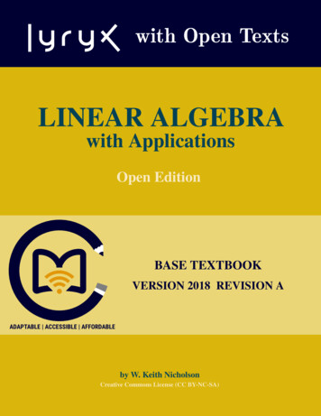 Linear Algebra With Applications - Lyryx Learning