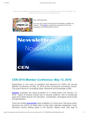 CEN 2016 Member Conference May 13, 2016