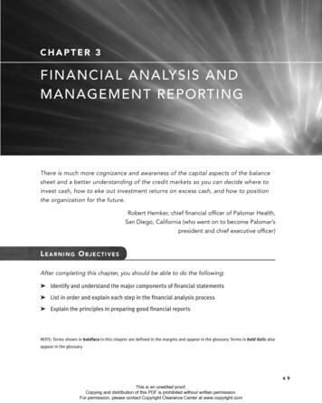 FINANCIAL ANALYSIS AND MANAGEMENT REPORTING