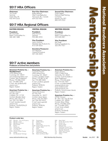 2017 NRA Officers 2017 NRA Regional Officers