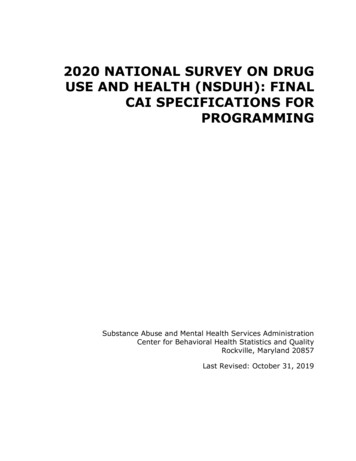 2020 NSDUH Final CAI Specifications For Programming (External)