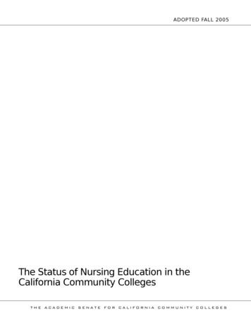 The Status Of Nursing Education In The California Community . - ASCCC