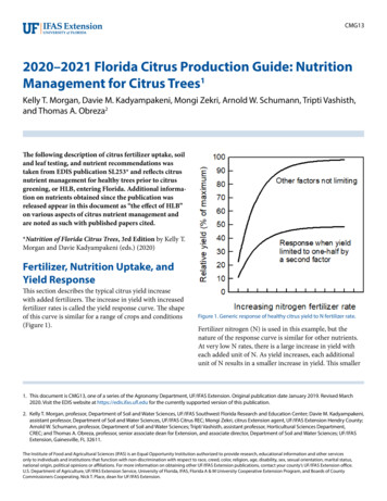 2020-2021 Florida Citrus Production Guide: Nutrition Management For .
