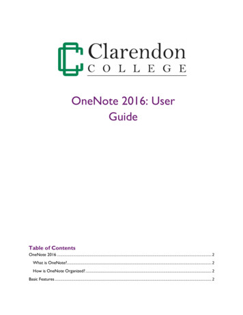 OneNote 2016: User Guide - Clarendon College