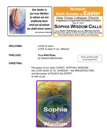 May 9th SOPHIA WISDOM CALLS