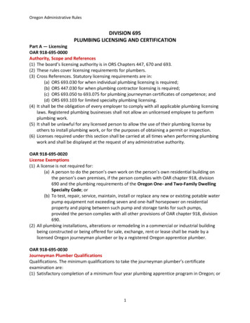 DIVISION 695 PLUMBING LICENSING AND CERTIFICATION - AnytimeCE