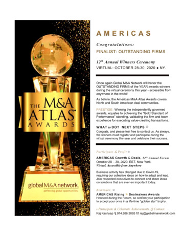 Congratulations: 12th Annual Winners Ceremony - Global M & A Network