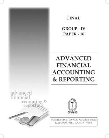 ADVANCED FINANCIAL ACCOUNTING & REPORTING