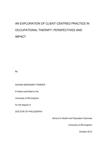 An Exploration Of Client-centred Practice In Occupational .