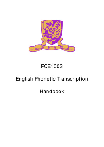 PCE1003 English Phonetic Transcription Handbook