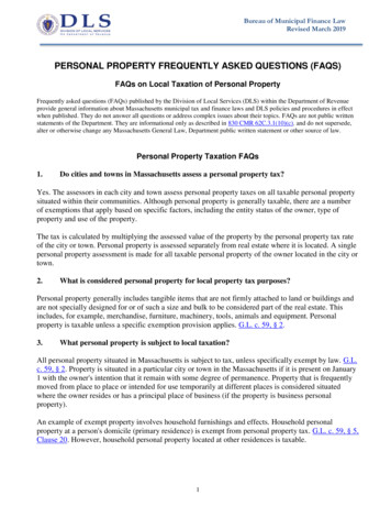 PERSONAL PROPERTY FREQUENTLY ASKED QUESTIONS (FAQS)