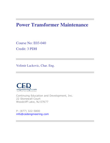 Power Transformer Maintenance - CED Engineering