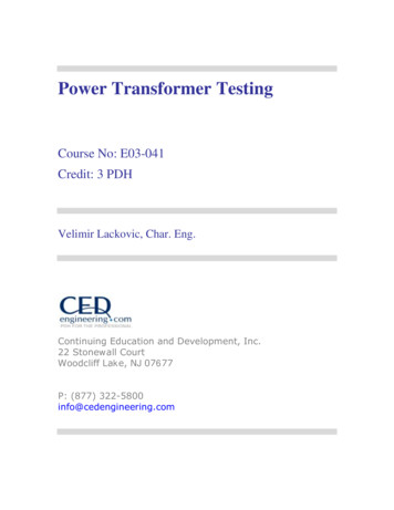 Power Transformer Testing - CED Engineering