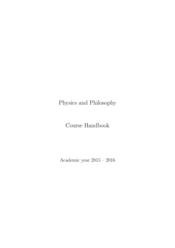 Physics And Philosophy Course Handbook