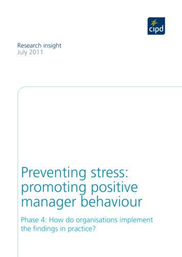 Preventing Stress: Promoting Positive - CIPD