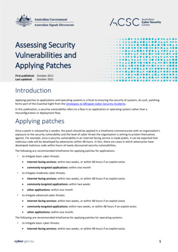 Assessing Security Vulnerabilities And Applying Patches