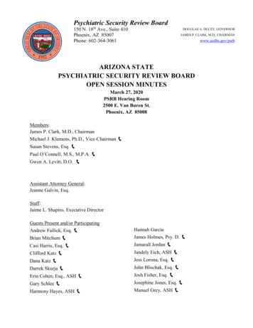 Arizona State Psychiatric Security Review Board Open Session Minutes