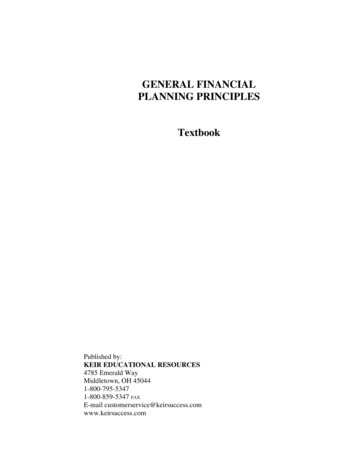 GENERAL FINANCIAL PLANNING PRINCIPLES Textbook