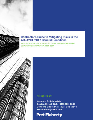 Contractor's Guide To Mitigating Risks In The AIA A201 .