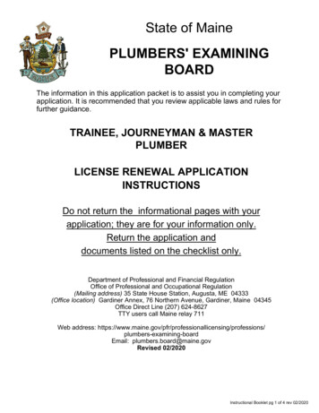 State Of Maine PLUMBERS' EXAMINING BOARD