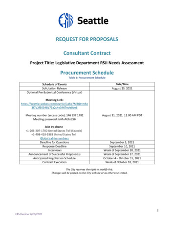 REQUEST FOR PROPOSALS Consultant Contract