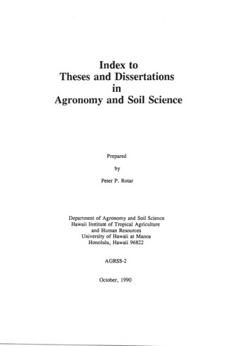 Index To Theses And Dissertations In Agronomy And Soil 