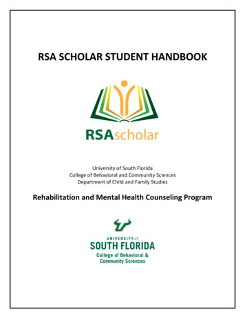 RSA SCHOLAR STUDENT HANDBOOK - University Of South Florida