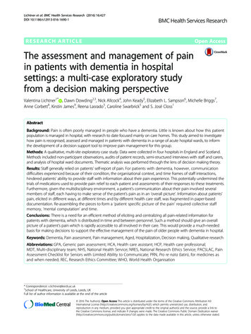 The Assessment And Management Of Pain In Patients With Dementia In .
