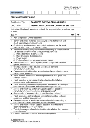 SELF-ASSESSMENT GUIDE COMPUTER SYSTEMS SERVICING 
