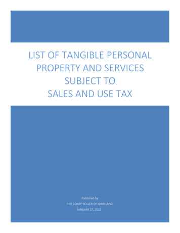 Sales And Use Tax List Of Tangible Personal Property And .