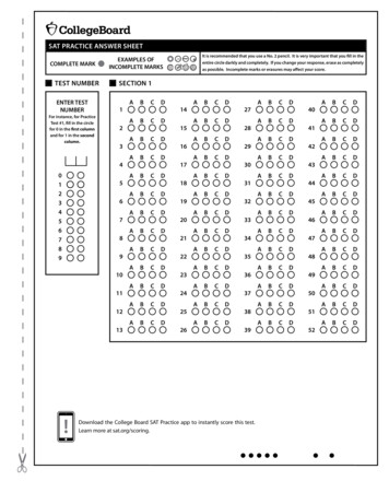 SAT PRACTICE ANSWER SHEET - Focus On Learning